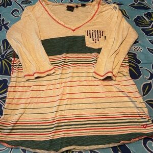 Striped Long Sleeve Tee with Pocket